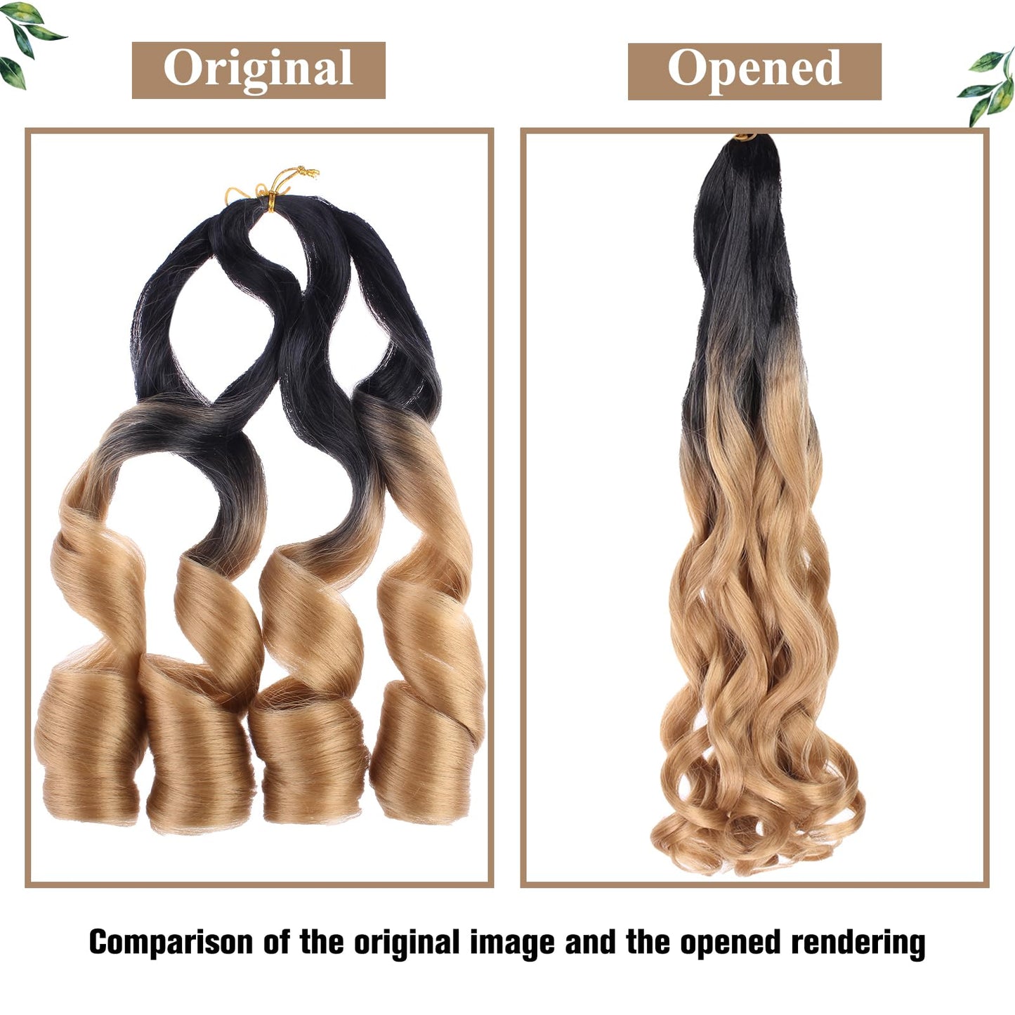 COOKOO 9 Packs Ombre Blonde French Curly Braiding Hair 22 Inch Loose Wavy Spanish Curly Braids Hair with Curly Ends Bouncy Braids Hair 75g/Pack French Curls Braids Synthetic Hair Extensions 1B/27#