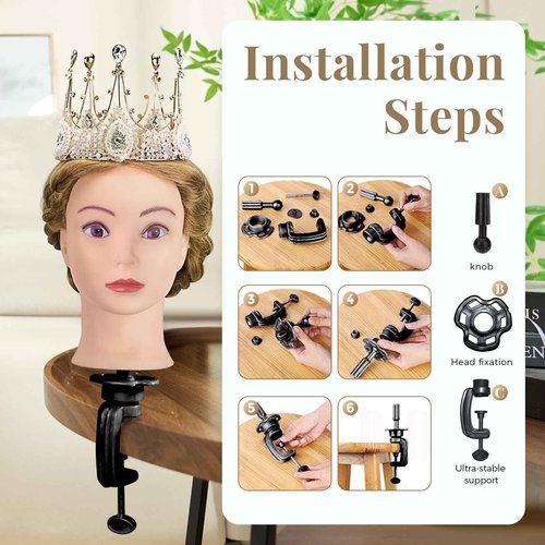28 Inch Mannequin Head 80% Human Hair with Tripod Stand,Mannequin Cosmetology Manikin Practice Doll Head with stand,Braiding Hairdressing Head for Hair Styling with Table Clamp + DIY Hair Styling Set