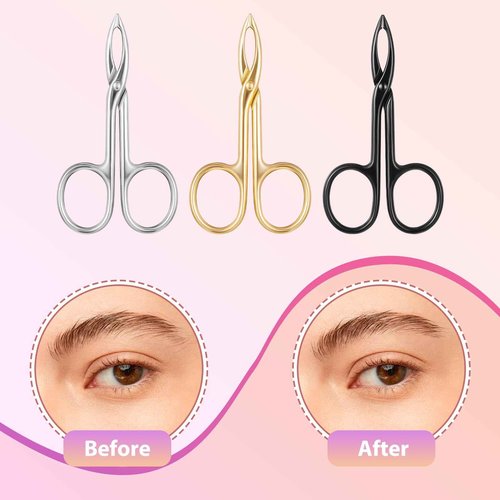3Pcs Precision Scissor Tweezers, Eyebrow Tweezers with Scissor Handles, Pinzas Para Cejas for Women Facial Hair and Eyebrow Care(Gold, Silver, Black)