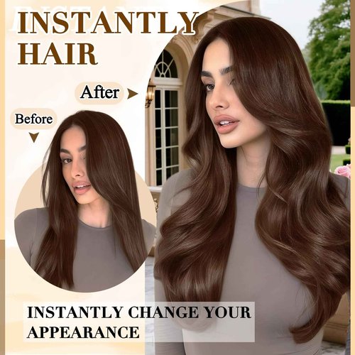 Clip in Hair Extensions Real Human Hair, 14 inch 80g, Balayage Invisible Remy Human hair Clip in Extensions for Women Seamless Straight 8Pcs Double Weft Chocolate Brown
