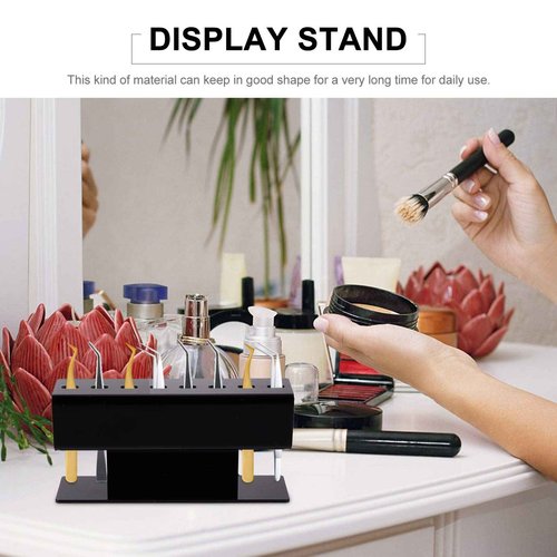 Beaupretty Eyelash Extension Tweezers Stand Holder 8 Holes Acrylic Tweezers Display Storage for Eyelash Extensions Supplies Accessories Tools Black
