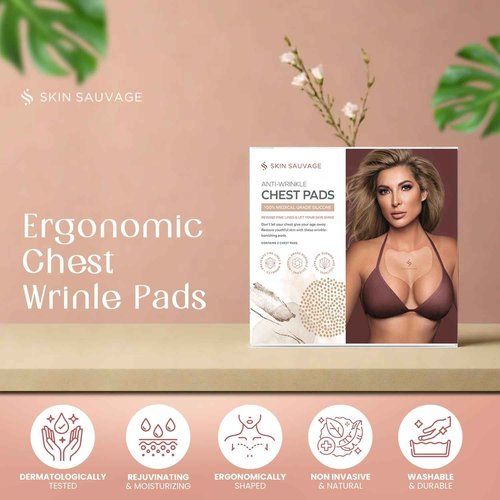 Chest and Neck Wrinkle Pads - Anti-Aging Skin Tightening Firming & Moisturizing Fine Lines Prevention - Skin-Safe Silicone Skincare Pads - Reusable Overnight Smoother for Neck & Cleavage Decolletage -