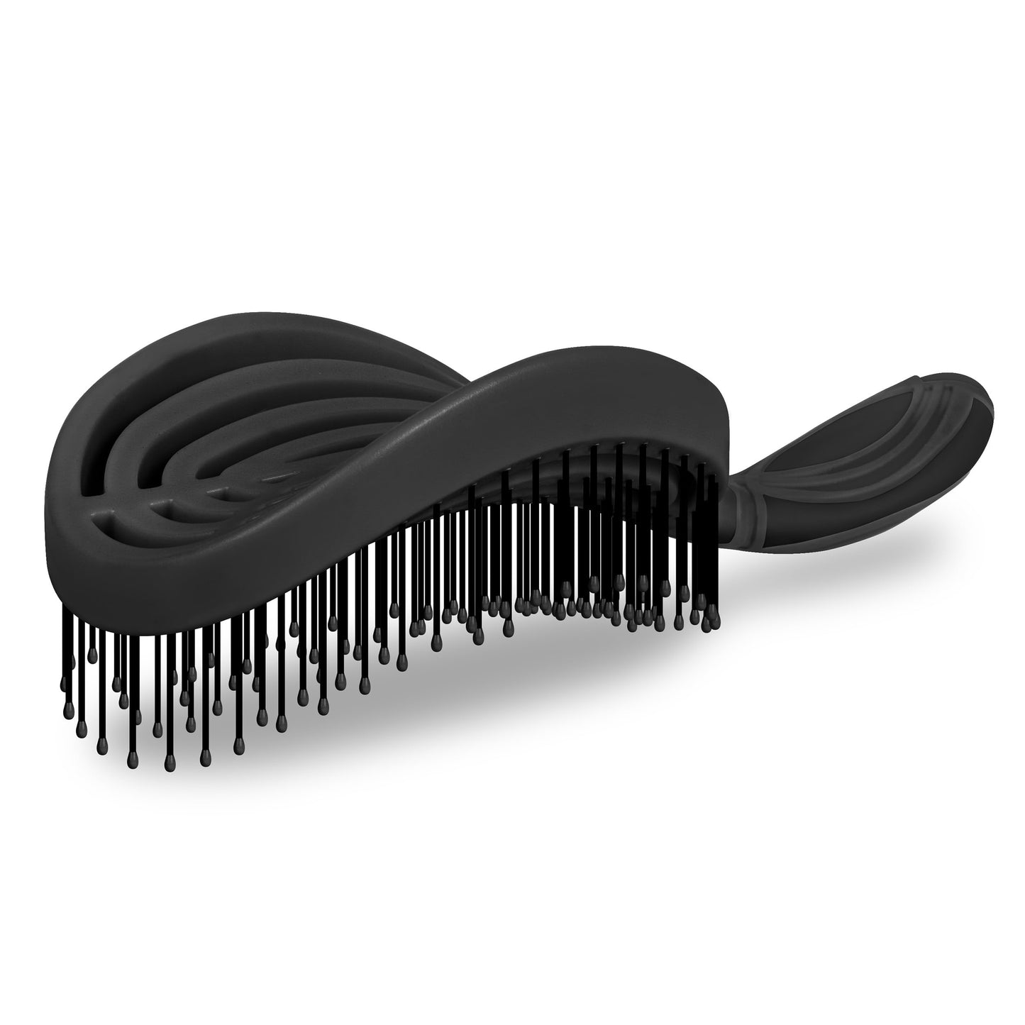 NuWay 4HAIR® DoubleC PRO® U.S. Patented Double Curved Detangling Brush is Hair Dryer Safe (Iron Black)