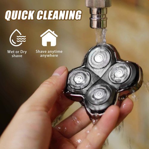 2 Pack PRO 4 Head Replacement Blades for Skull Pitbull, Palm & Butterfly Kiss Shavers - 4D Floating Rotary Heads for Close and Smooth Shaving - Japanese Stainless Steel Wet & Dry Shaving Blade Head