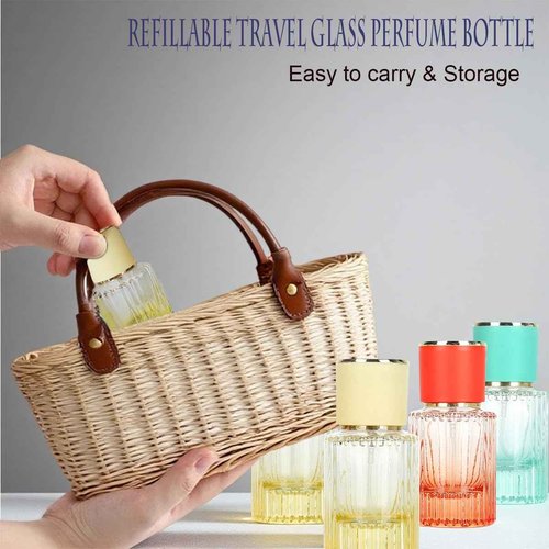 PLINNILUY 3 Pcs 30ml/1oz Empty Perfume Spray Bottles, Refillable Perfume Spray Bottles, Glass Fine Mist Atomizers, Gradient Color Travel Fragrance Containers for Perfume and Cologne(B)