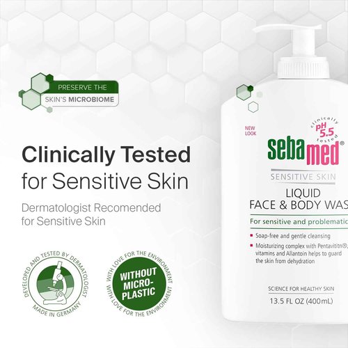 SEBAMED Liquid Face & Body Wash with Pump, 400ml, 2 Pack