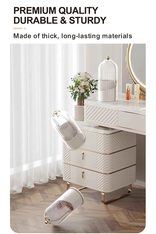 Makeup Brush Holder with Lid 360° Rotating, Clear Dustproof & Waterproof Make Up Brush Holder Organizer, Transparent Makeup Brush Organize