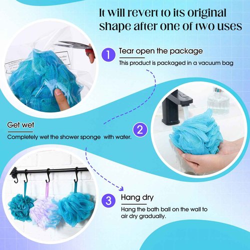 Sunnyray 100 Pcs Loofahs Bulk Bath Sponge Shower Luffas Exfoliating Body Scrubber Packs Soft Mesh Loofahs Balls Travel Cleaning Wash Puff Bathing Accessories for Women Men, 20g (Mixedcolor)