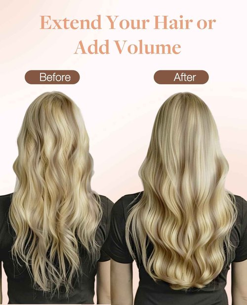 GOO GOO Invisi Edge Tape in Hair Extensions Human Hair, 18A/613A Dark Blonde Highlighted Bleach Blonde, 6pcs 20inch 18g, Virgin Remy Hair, Seamless Injected Tape, Natural Look