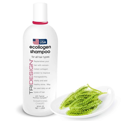 TRI Design Ecollogen Shampoo - Hair Shampoo For Natural Hair - Moisturizing, Hydrating - Gentle Hair Products, Thickening, Volumizing Shampoo - Liter (33.8 oz.)