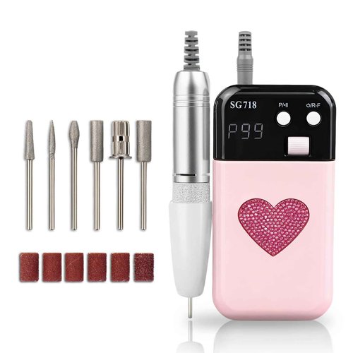 45000 RPM Professional Cordless Nail Drill – Rechargeable Electric Nail File Kit with LCD Display, 6 Nail Bits, High Torque & Low Noise – Portable E File for Acrylic & Gel Nails, Manicure & Pedicure