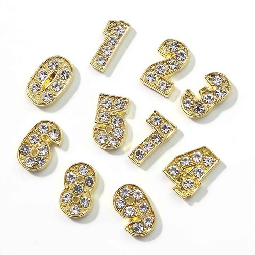MOLILON 10Pcs Gold Number Nail Charms for Nail Art (0-9), 3D Gold Numbers for Nails, Metal Number Nail Art Studs for Acrylic Nails, Nail Rhinestones and Gems for Women DIY Manicure Decorations