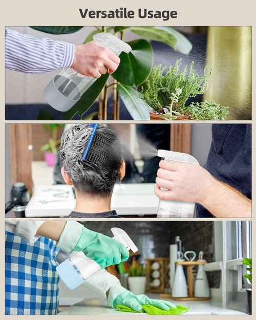 Worldgsb 2 Pack Glass Spray Bottles 8 oz, Empty Refillable Containers with Silicone Sleeve Protection, Glass Spray Bottles for Cleaning Solutions, Hair and Plants with Adjustable Nozzles Blue&Grey