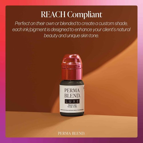 Perma Blend Luxe - Ready Ash - Microblading Ink to Enhance Lip Color or Permanent Eye Liner - Lip Tattoo & Lip Blushing Supplies for Permanent Lip Color - Ash Brown Tattoo Ink - Vegan (0.5 oz)