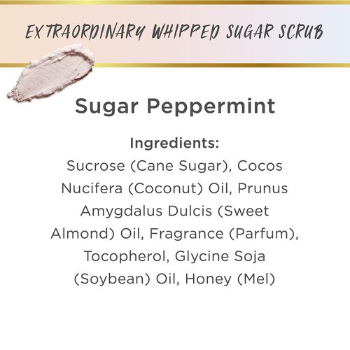 LaLicious Sugar Peppermint Extraordinary Whipped Sugar Scrub - Cane Sugar Body & Foot Scrub, Exfoliating & Moisturizing Skin Care with Coconut Oil & Honey, No Parabens (16oz)
