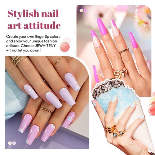 JEWHITENY 45PCS Gel Nail Polish Kit with U V Light LED Nail Lamp And 2 Bottle of 10ML Top Coat Base Coat