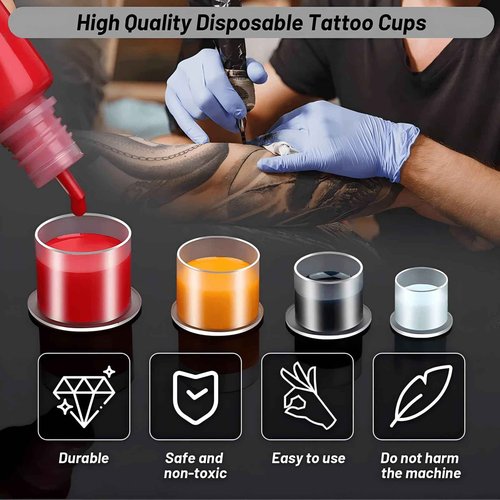 Ink Caps Cups, Urknall 1000pcs Ink Caps with Base #17mm Large Tattoo Ink Cups Tattoo Caps for Ink Tattoo Ink Cups Pigment Cups Tattoo Plastic Cap(#17MM)