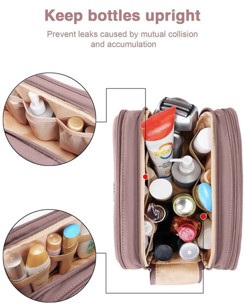 COOSKY Toiletry Bag for Men & Women, Cruise Ship Travel Essentials, Shaving Dopp Kit with Dry and Wet Separation, Water-resistant Bathroom Cosmetic Organizer Bag, Makeup Accessories, Dark Purple