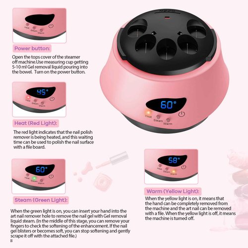 Nail Polish Remover Machine Upgraded Electric Steam Remover Portable Automatic Gel Nail Polish Remover for Home and Salon Use (1)