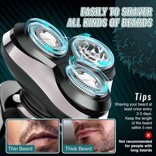 Electric Razor for Men - Rechargeable Electric Shaver for Men, Waterproof Wet Dry Cordless Razor with Nose Hair Trimmer and Sideburns Trimmer