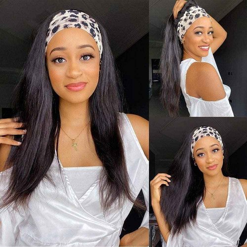 TNICE Headband Wig Human Hair Straight 18 Inch Headband Wigs for Black Women Glueless None Lace Front Human Hair Headband Wig Brazilian Virgin Hair Machine Made Wigs Natural Black 150% Density