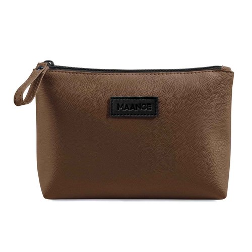 Cosmetic Bags for Women Small Makeup Bag for Purse Pu Leather Makeup Pouch Travel Makeup Bag with Zipper Make Up Bag for Travelling (Coffee)