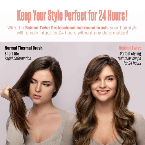 Bekind Twist Pro Upgraded Thermal Brush - 1.5 Inch Versatile Heated Round, Hot Air, Effortless Blowout Curling Hair Styling Tools, Negative Ion Blow Out Hot Round Brush, 20s Fast Heats (Peach)