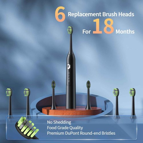 Sonic Electric Toothbrush for Adults: 42,000 VPM Deep Clean for Sensitive Teeth, Rechargeable Toothbrush with 6 Brush Heads, 4 Modes & Smart Timer, IPX7 Waterproof, 120-Day Battery for Home/Travel