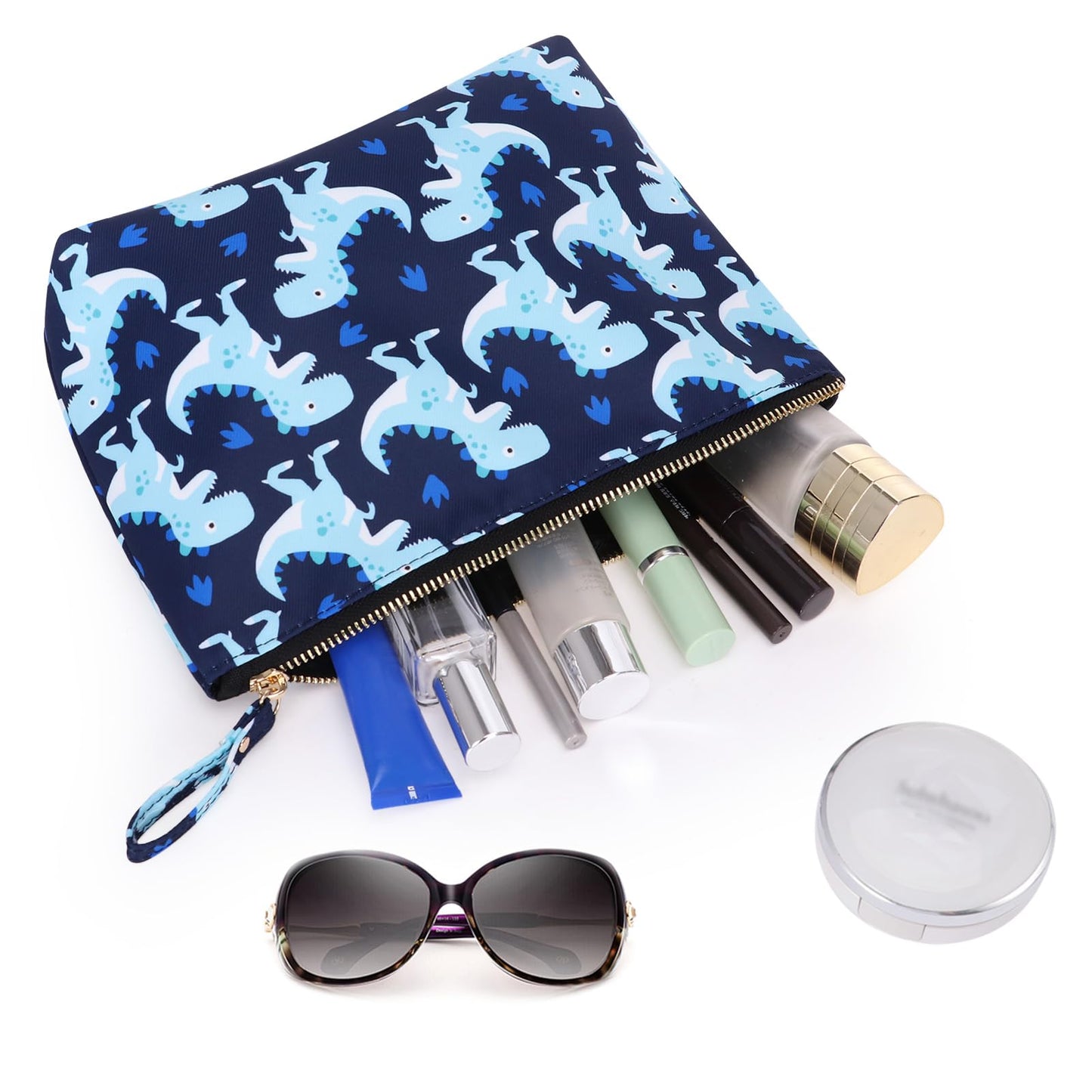 HAWEE Travel Cosmetic Bag Anti-water Makeup Case Small Pouch Gift Women, Dinosaur