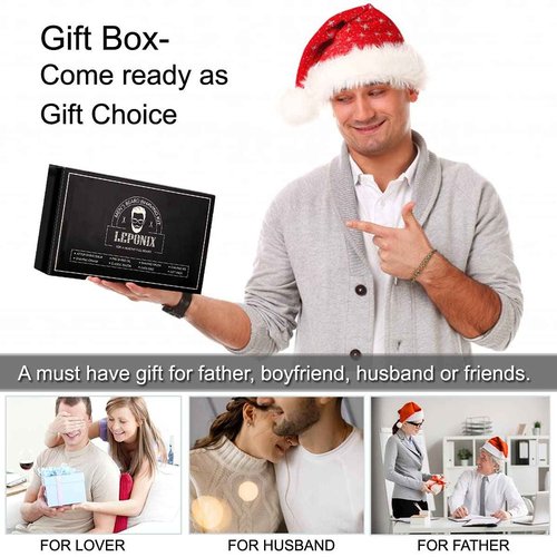 Shaving Kit for Men - Secret Santa Gift Set, Includes Safety Razor, Sandalwood Shaving Cream, Aftershave, Pre-shave Oil, Brush, Bowl & Apron Bib - Christmas Gifts for Him Husband Dad Stocking Stuffers