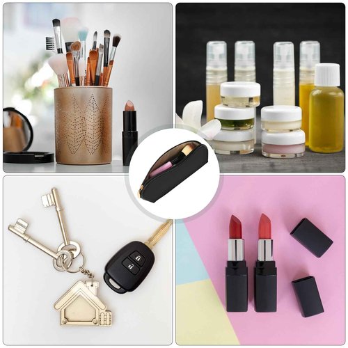 KALIONE Travel Makeup Brush Holder, Portable Travel Cosmetic Brush Bag with Zipper, Small Makeup Brushes Bag Pouch for Travels Outdoor (Black, 10.2x3.1 x0.7 inches)
