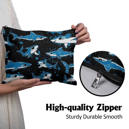 Cafl Underwater World Shark Makeup Bag Shark Toiletry Bag Cosmetic Bag for Women Large Capacity Makeup Bags Travel Toiletry Bag Accessories Organizer 10 * 8in