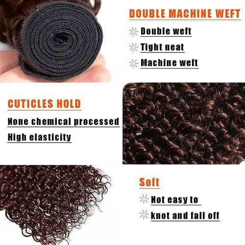 Water Wave Human Hair Bundles 14 16 18 Inch #4 Chocolate Brown Bundles Human Hair 12A Unprocessed Native Virgin Hair 100/PC 3 Extensions Wet and Wavy Weave for Women
