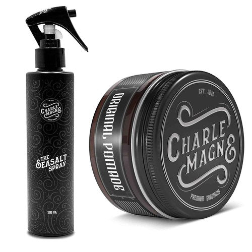 Charlemagne Pack of 2 Sea Salt Spray for Men (200ML) & Original Pomade (100ML) for Men
