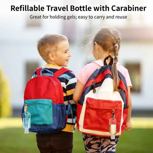 60 PCS Keychain Empty Hand Sanitizer Bottles - 1.7 oz Portable Keychain Travel Bottles, Empty Squeeze Plastic Bottle with Flip Cap, Refillable Containers with 2 Foldable Funnels for Shower Gel Lotion