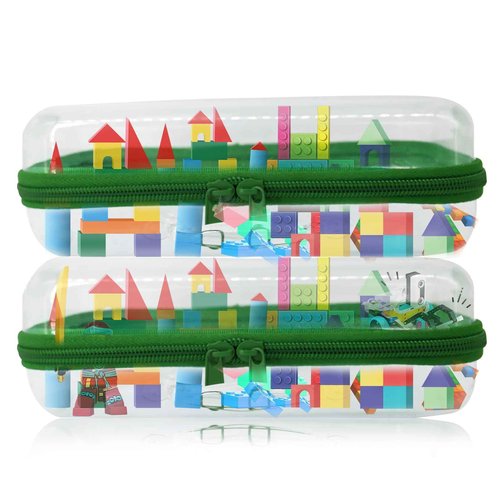 Rujorfamu 2pc Clear Hard Shell Case, Makeup & Skincare Travel Bags, Portable Zipper Organizer for Toiletries & Stationery