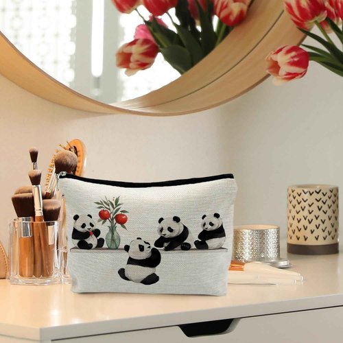 RYYCDOI Cute Panda Makeup Bag, Panda Lover Gifts Cosmetic Bags for Women, Panda Bear Gifts Makeup Pouch Zipper Pouch