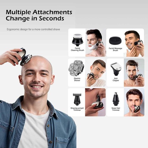 Head Shavers for Bald Men,Detachable Head Shaver,Electric Razor for Men,IPX6 Waterproof Wet Dry Bald Head Shavers,9D LED Display Electric Rechargeable Head Shaving Grooming Kit with USB Charge