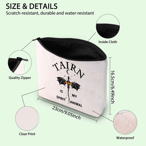 FW Inspired Gift Romantasy Fantasy Bookish Gift Dragon Rider Makeup Bag 4th Wing Merch Book Bag for Fantasy Readers (TAIRN)