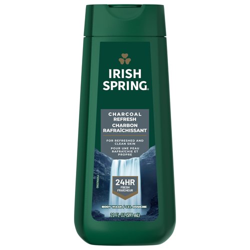 Irish Spring Men's Body Wash Shower Gel, Charcoal Refresh, 20 Fl Oz (Pack of 4)
