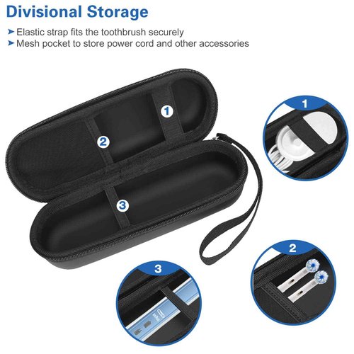 ProCase Travel Case for Oral-B/Oral-B Pro Smartseries/IO Serie Sonicare Protective Clean Electric Toothbrush, Hard EVA Case Cover Storage Bag Holder with Mesh Pocket for Accessories -Black
