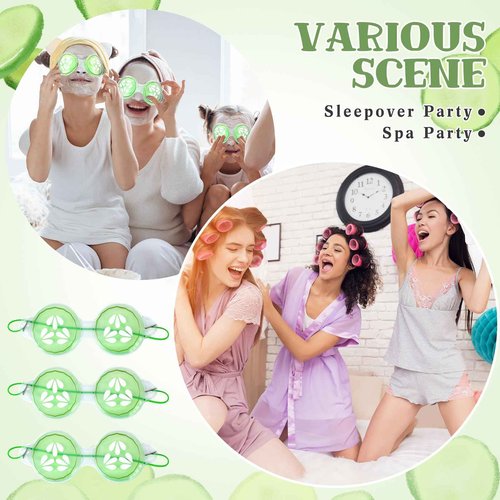 Skicuff 12 Pcs Cucumber Eye Pads Gel Eye Masks Cooling Heating Eye Pads Spa Party Favors Sleepover Slumber Party Supplies