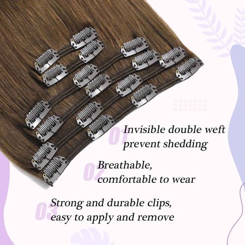 Sindra Hair Extensions Real Human Hair Clip ins 14Inch Chocolate Brown Clip in Hair Extensions Real Human Hair Extensions Clip ins Remy Straight For Woman 100G 6Pcs(clip#4 14inch)