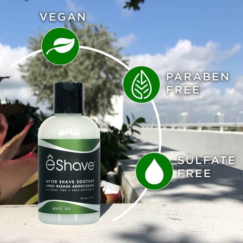 eShave Luxury After Shave Balm for Men-After Shave Lotion Soothes Razor Burn- Deep Moisturizes Skin- All-Natural Vegan After Shave Cream Calming White Tea 6 oz