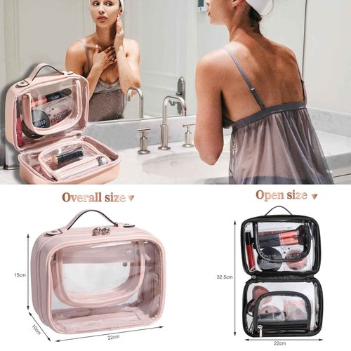 BS-MALL Travel Toiletry Bag - Premium Large Capacity, Multiple Compartments, and Durable Design for Your Daily and Travel Needs PINK