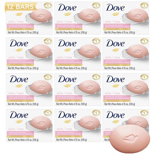 Dove Beauty Bar Pink Soap 4.75 Oz / 135 Gr (Pack of 12 Bars)