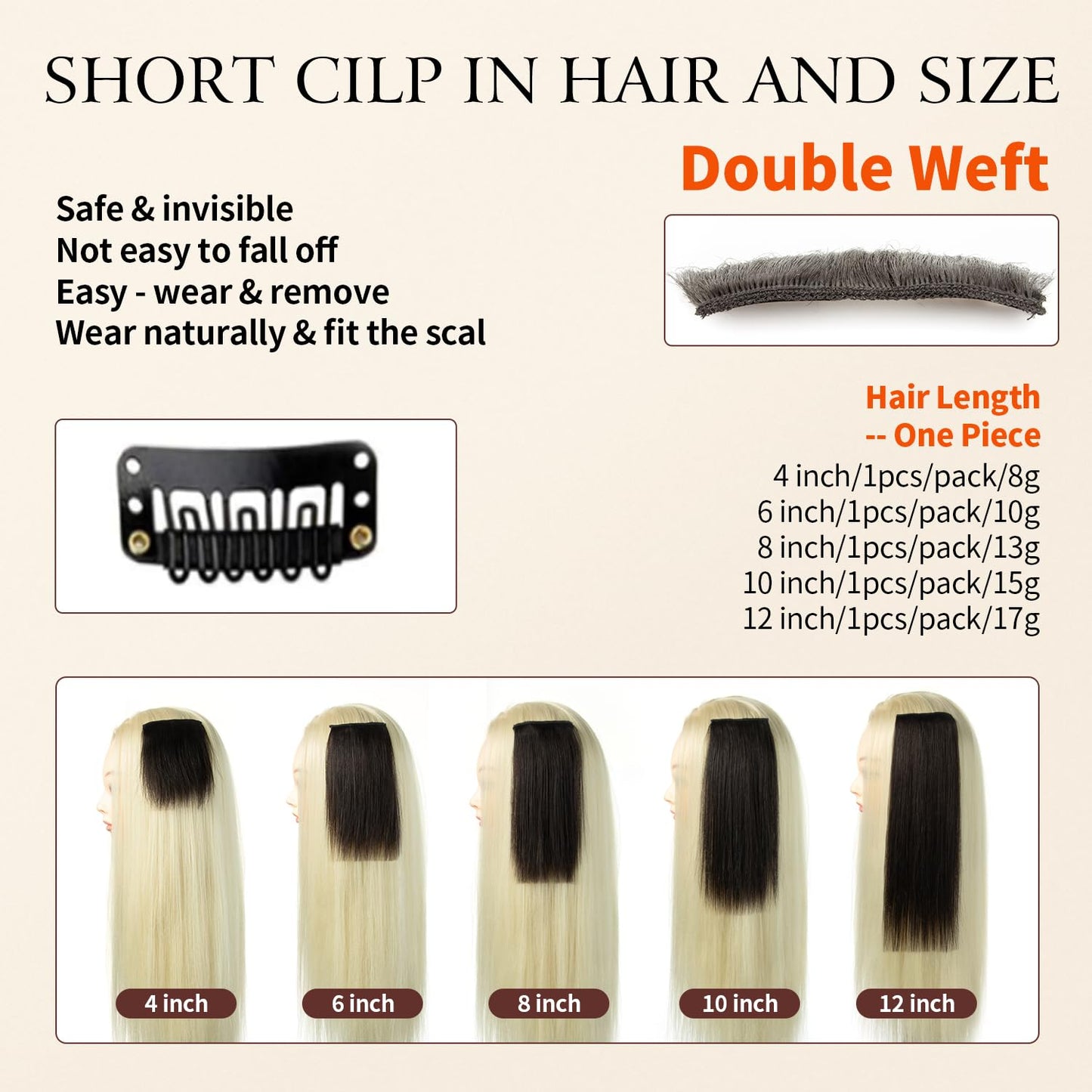 TANJET Human Hair Toppers for Women Straight Invisible Silky Soft Double Weft Lady Parts Frontal Bangs Toppers for Women Seamless Hair Extensions Clip in (#2 Dark Brown 12 Inch 17g/Pack 1pcs)