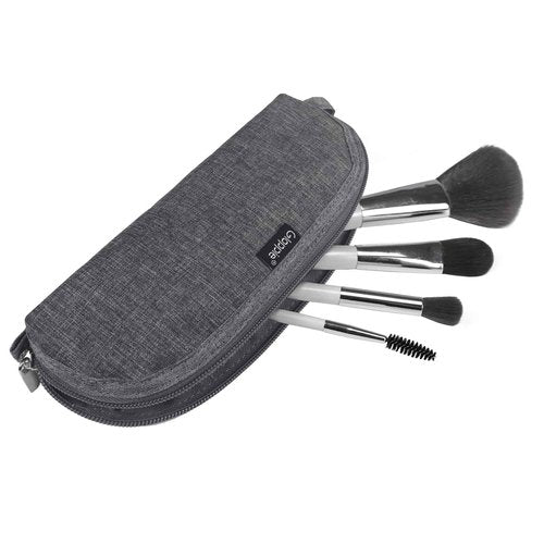 Gloppie Portable Makeup Brush Bag - Compact and Durable Small Cosmetic Case for Daily and Travel Use, Grey