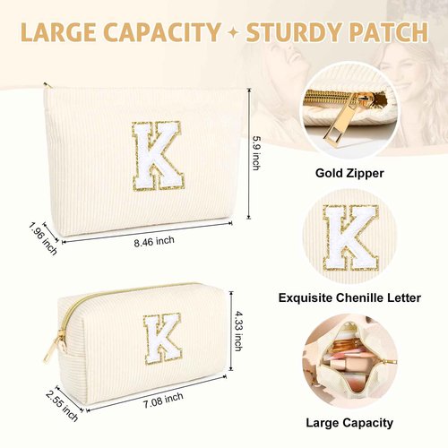 SOIDRAM 2PCS Personalized Makeup Bag - Mothers Day & Birthday Gifts for Her Mom, Girlfriend, Wife, Teacher