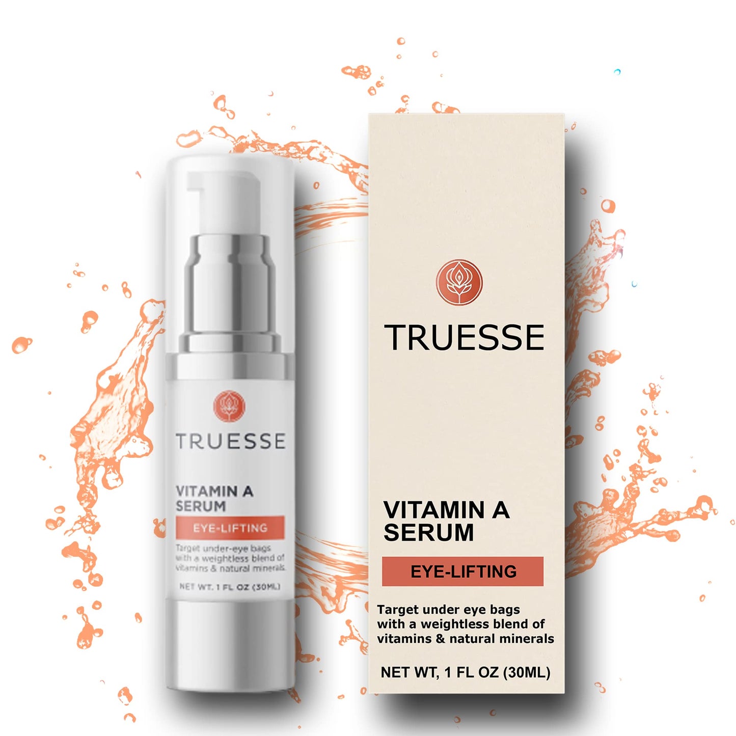 TRUESSE Ayurvedic Vitamin A Serum – Natural Retinol for Firm Bright Skin - Reduces Under Eye Bags – Hyaluronic Acid for Hydration